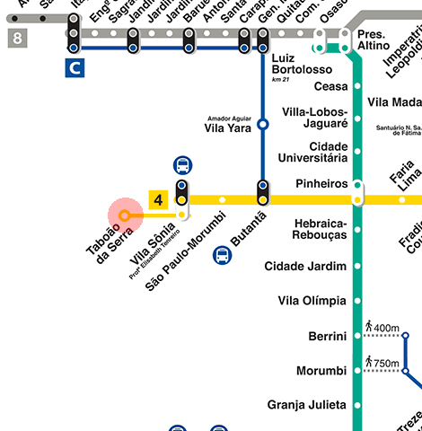 Taboao da Serra station map