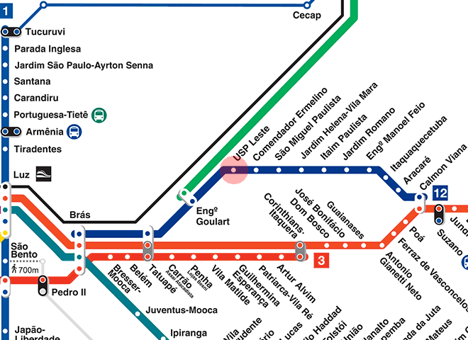USP Leste station map