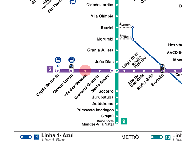 Vila das Belezas station map