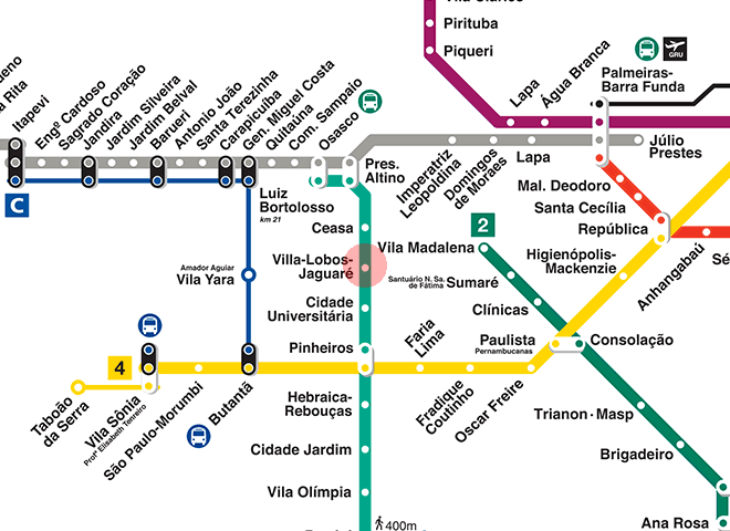 Vila Lobos-Jaguare station map