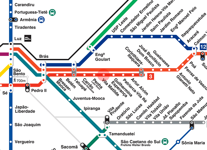 Vila Matilde station map - Sao Paulo Metro & CPTM