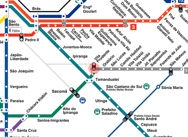 Vila Prudente station map