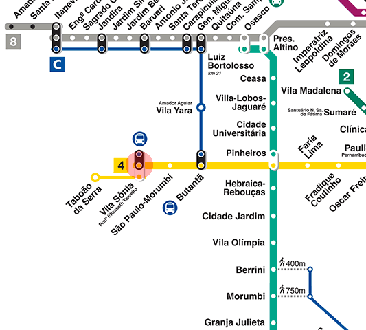 Vila Sonia–Professora Elisabeth Tenreiro station map