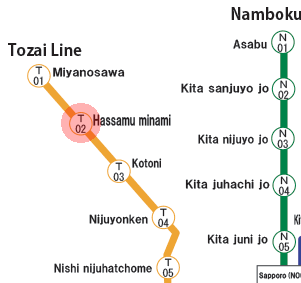 Hassamu-Minami station map