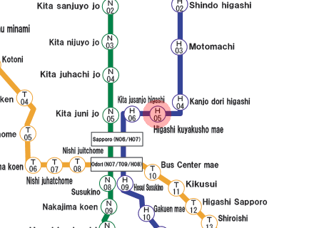 Higashi-Kuyakusho-Mae station map