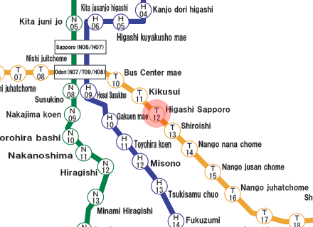 Higashi-Sapporo station map