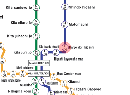 Kanjo-Dori-Higashi station map