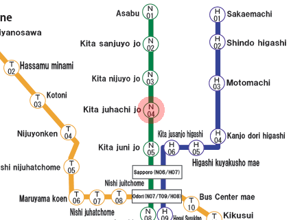 Kita-Juhachi-Jo station map