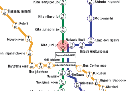 Kita-Juni-Jo station map