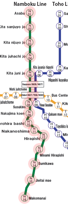 Sapporo subway Namboku Line map