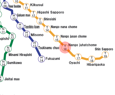 Nango-Juhatchome station map