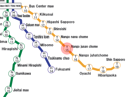 Nango-Jusan-Chome station map