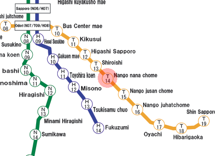 Nango-Nana-Chome station map