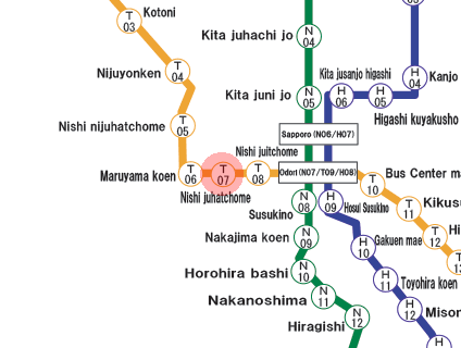 Nishi-Juhatchome station map