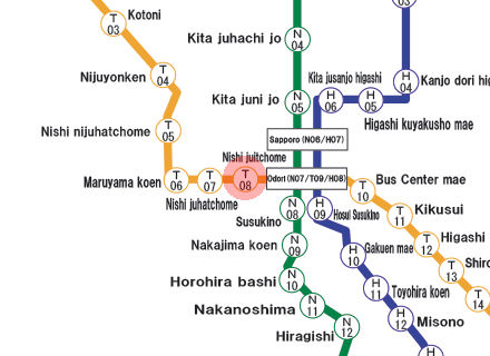 Nishi-Juitchome station map