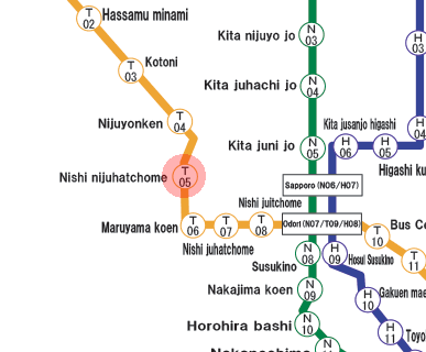 Nishi-Nijuhatchome station map