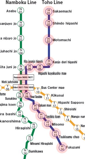 Sapporo subway Toho Line map