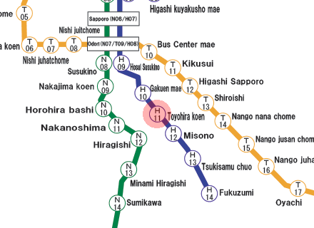 Toyohira-Koen station map