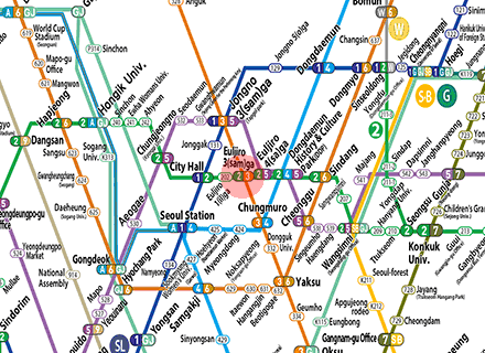 Euljiro 3(sam)-ga station map