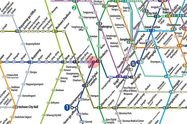 Guro station map