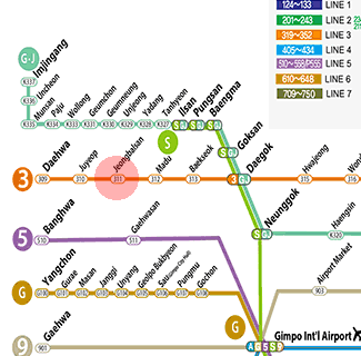 Jeongbalsan station map