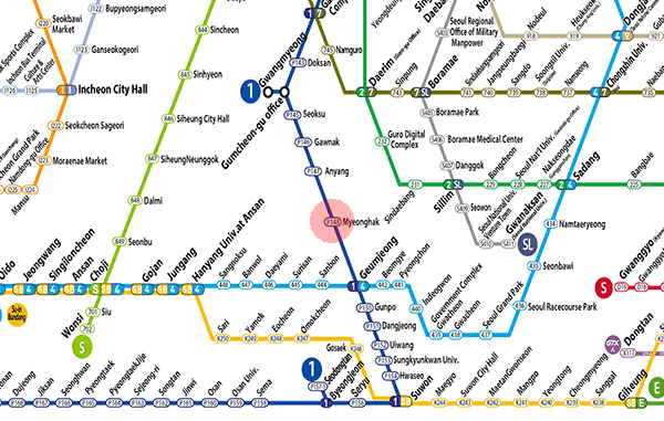 Myeonghak station map