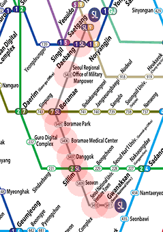 Seoul subway Sillim Line map
