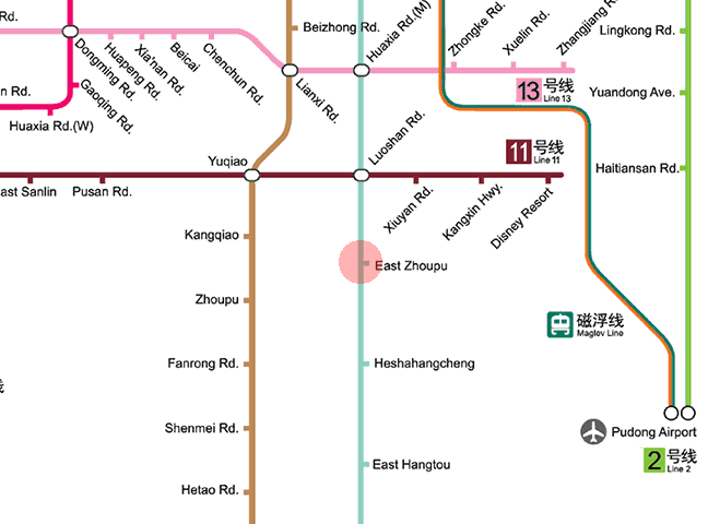East Zhoupu station map