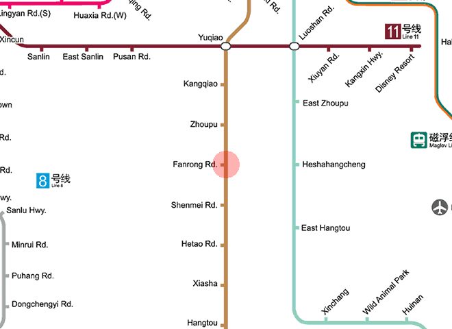 Fanrong Road station map
