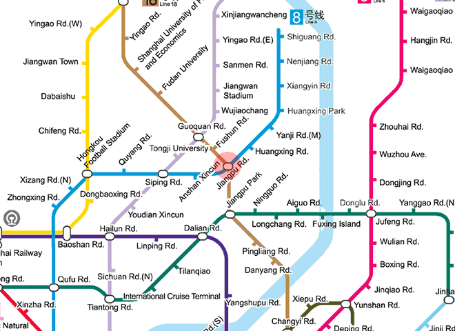 Jiangpu Road station map