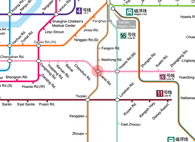 Lianxi Road station map