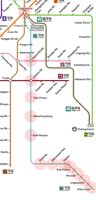Shanghai Metro Line 16 map