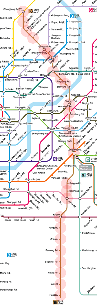 Shanghai Metro Line 18 map