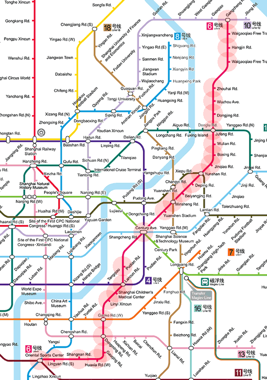 Shanghai Metro Line 6 map