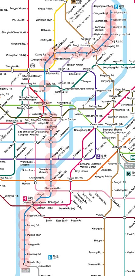 Shanghai Metro Line 8 map