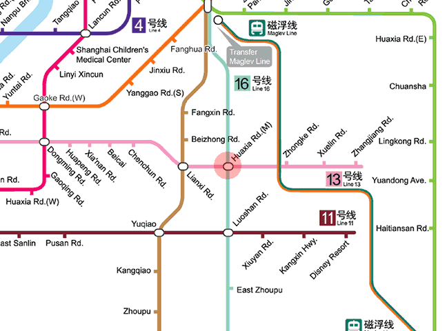Middle Huaxia Road station map
