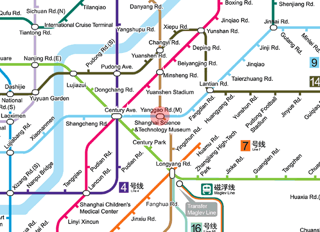 Middle Yanggao Road station map