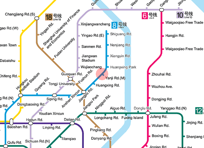 Middle Yanji Road station map