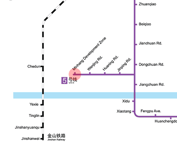 Minhang Development Zone station map