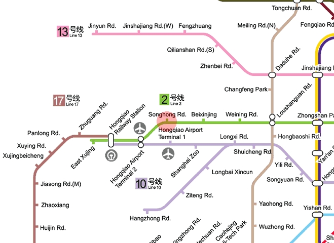 Songhong Road station map