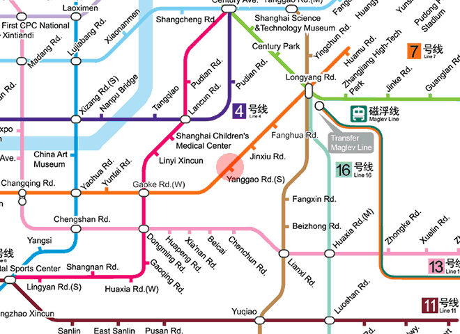 South Yanggao Road station map