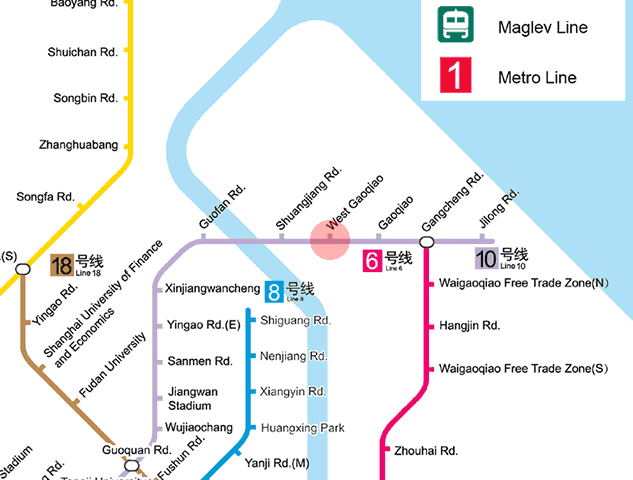 West Gaoqiao station map