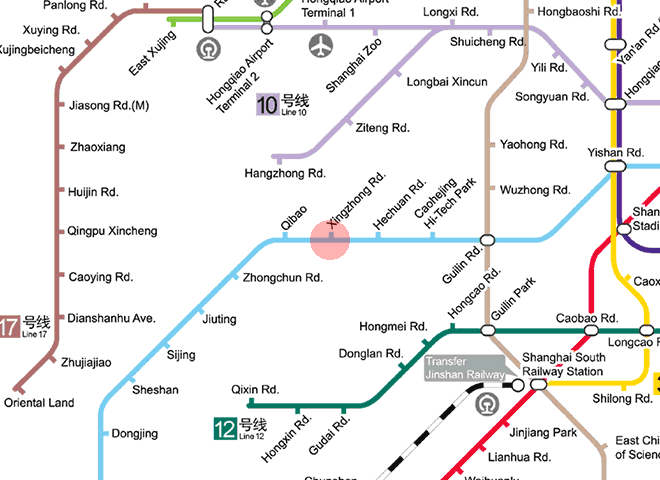 Xingzhong Road station map