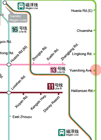 Yuandong Avenue station map