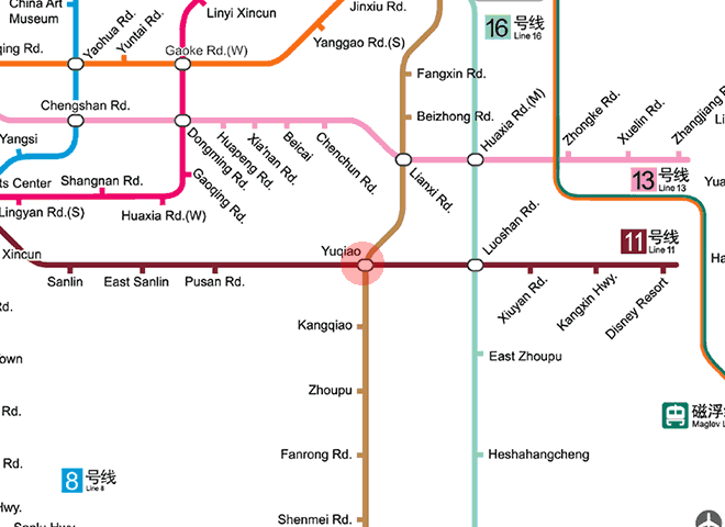 Yuqiao station map
