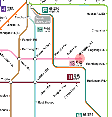Zhangjiang Road station map