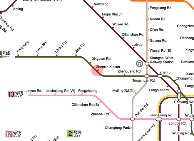 Zhenxin Xincun station map