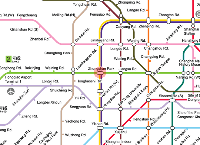 Zhongshan Park Station Map Shanghai Metro