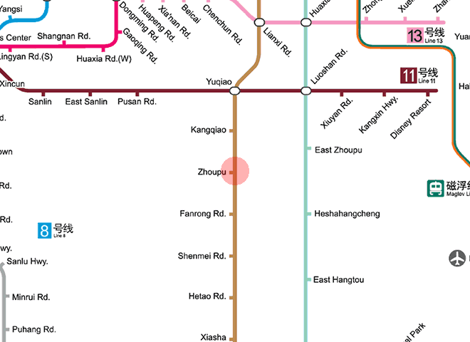 Zhoupu station map