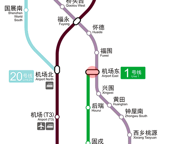 Airport East station map